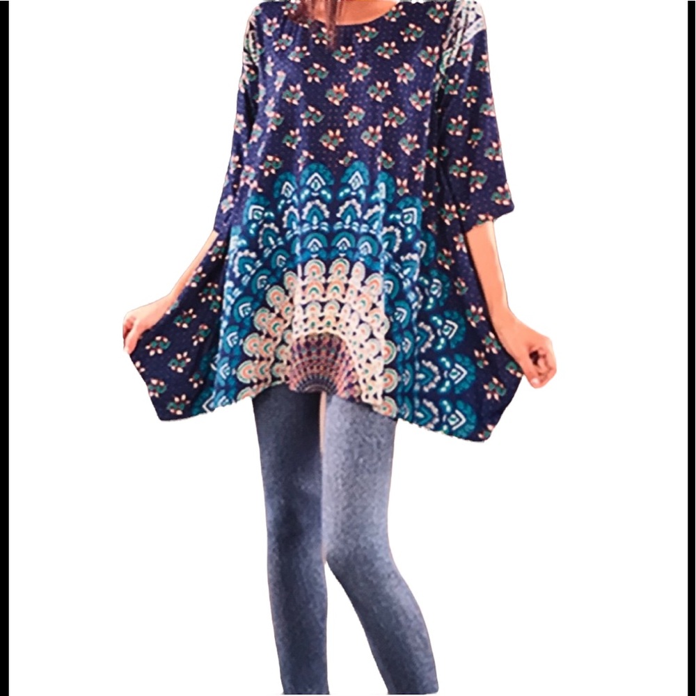 Sacred Threads Onesize Blouse. 220163. BL/GR - Picture 1 of 5